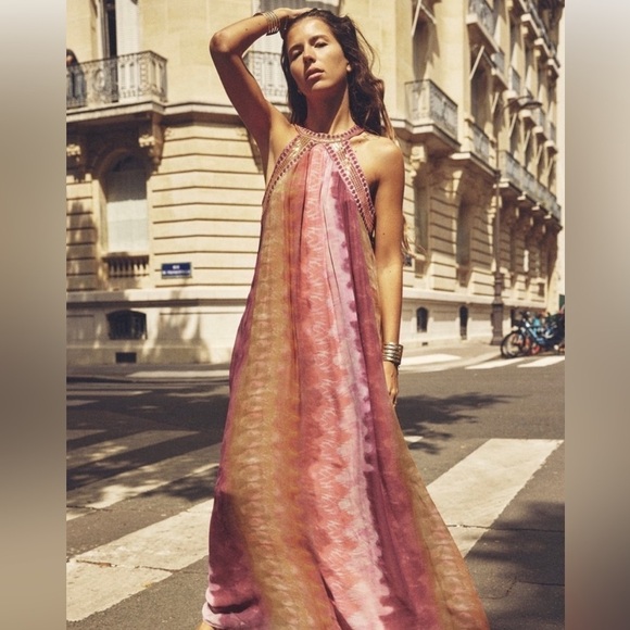 Zara Tie Dye Sequin Embellished Maxi Dress - Picture 2 of 16